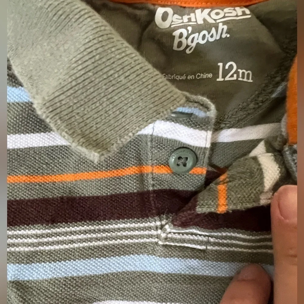 3 item set - Striped Polo Onesie, Reddish brown corduroy pants, Levi’s blue pant